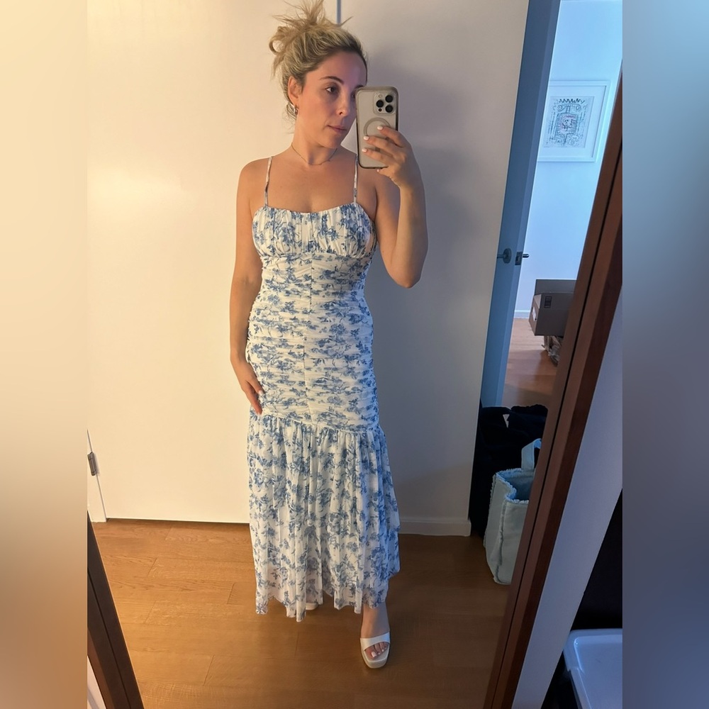 SHEIN Blue and White Floral Maxi Dress